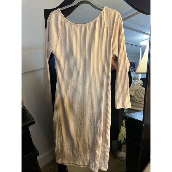 NEW Long Sleeve Ribbed Slit Cut Out Twist Midi Dress 2X - Picture 2 of 2